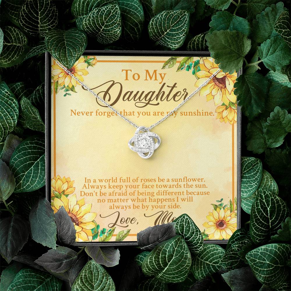From Mom To My Daughter Never Forget That You Are My Sunshine Sunflower Love Knot Necklace