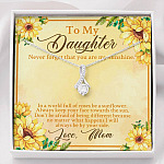 From Mom To My Daughter Never Forget That You Are My Sunshine Sunflower Alluring Beauty Necklace - Alluring Beauty Necklace