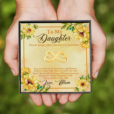 Alternative view of From Mom To My Daughter Never Forget That You Are My Sunshine Sunflower Infinity Heart Pendant Necklace