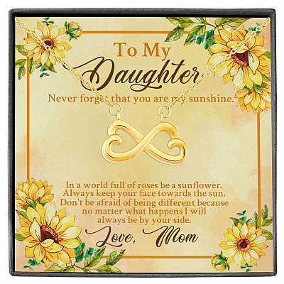 From Mom To My Daughter Never Forget That You Are My Sunshine Sunflower Infinity Heart Pendant Necklace