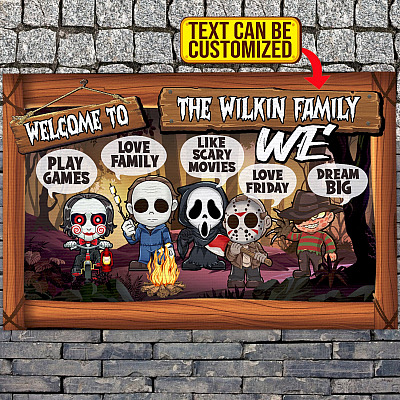 Personalized Last Name in This House We Play Games Love Family Funny Halloween Decorative Doormat - Camping Welcome Mat