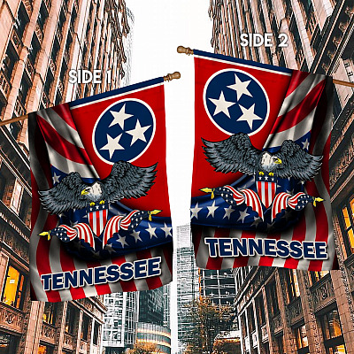 Alternative view of Tennessee State Eagle American Outdoor House Flag - Tennessee Lover Home Garden Flag