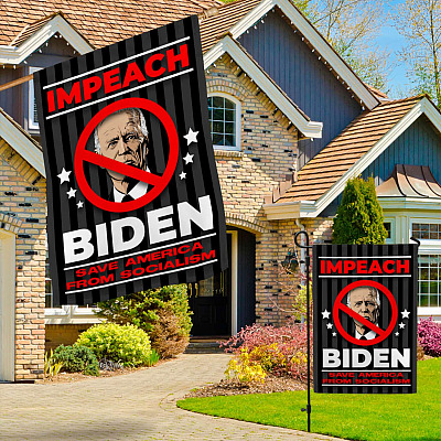 Alternative view of Impeach Biden Save America From Socialism Flag - Biden Worst President Ever Garden Flag - House Flag