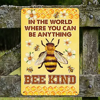 Alternative view of In The World Where You Can Be Anything Bee Kind Bee Signs Decor Vintage Decorative Metal Sign - Indoor Outdoor Decor