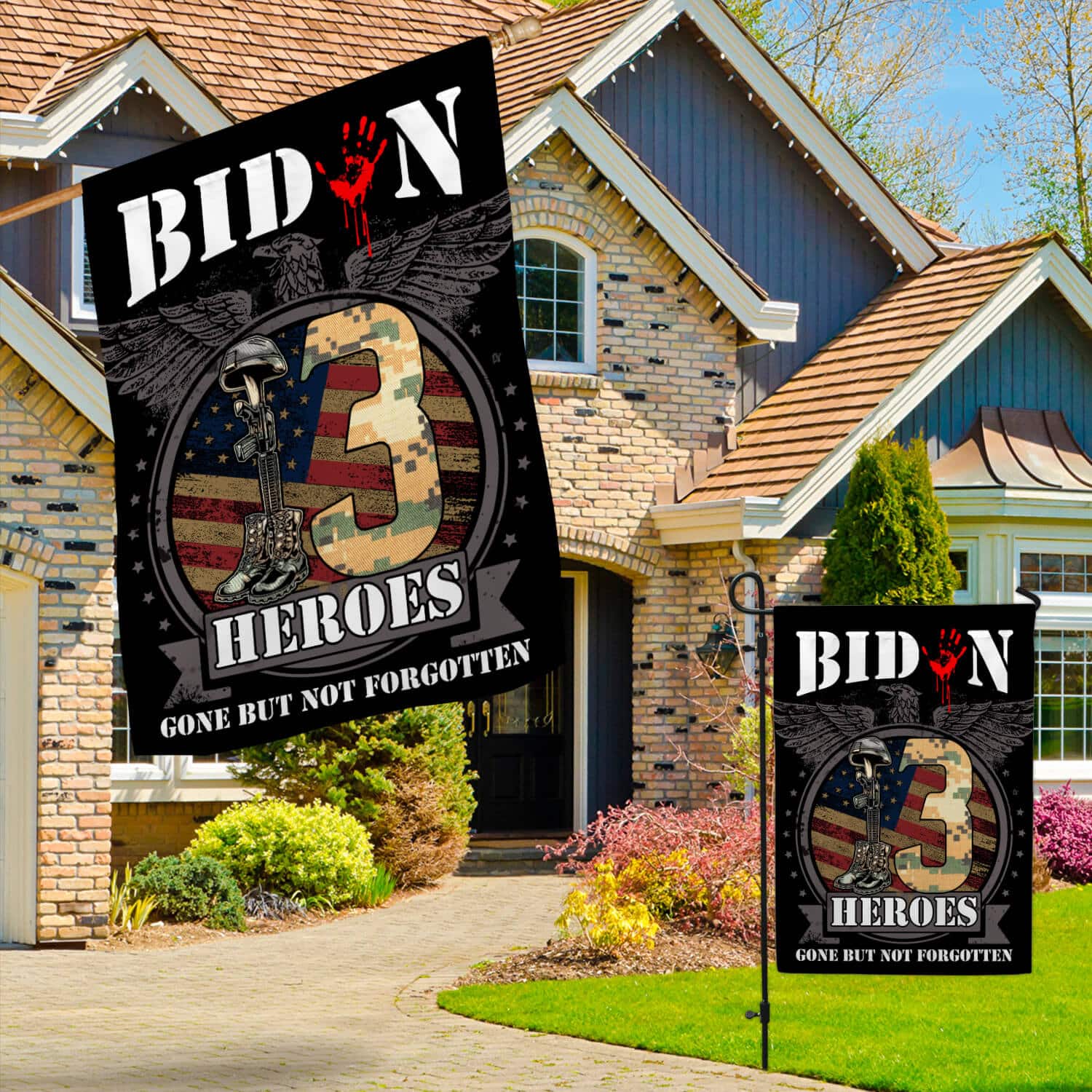 1TM ưu tiên. 13 Heroes Gone 30x40 Garden & House Mockup 3