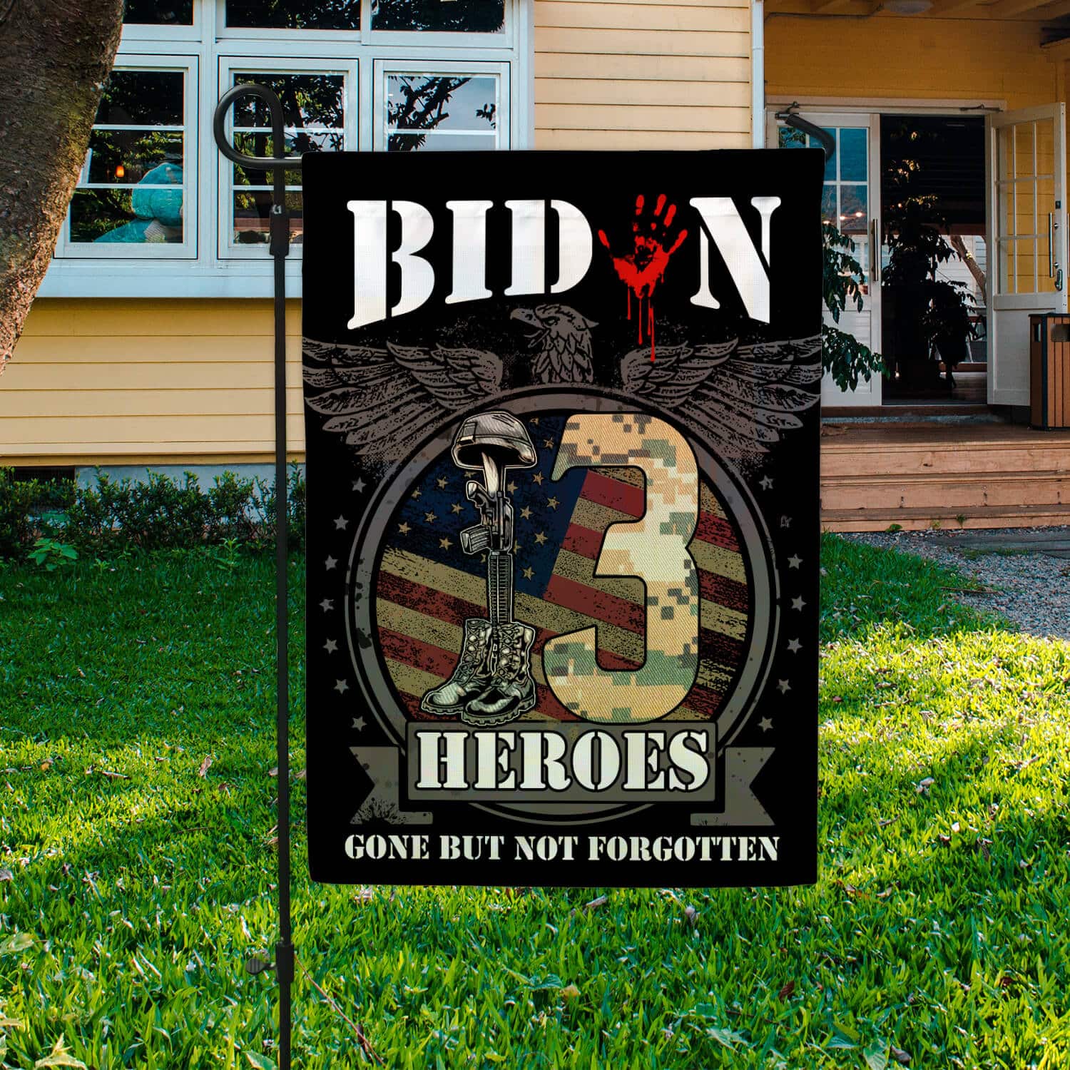 1TM ưu tiên. 13 Heroes Gone 30x40 Garden Flag Mockup 3
