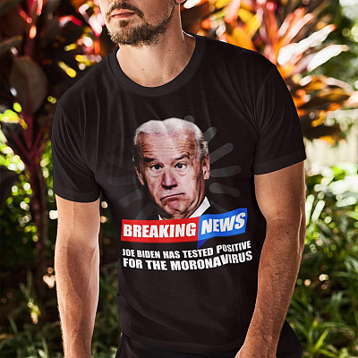 Alternative view of Breaking News Joe Biden Has Tested Positive for the Moronavirus T-Shirt - V-Neck Tee - Anti Biden Shirt