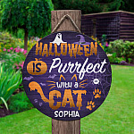 3KT. Halloween Is Purrfect Cat (Sample Design) Door Sign Mockup 2