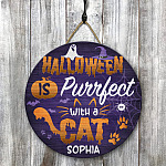 3KT. Halloween Is Purrfect Cat (Sample Design) Door Sign Mockup 8