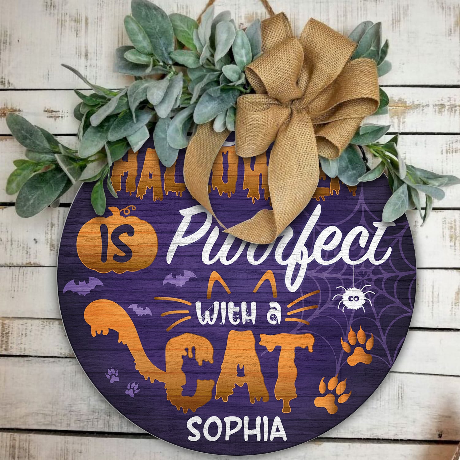 3KT. Halloween Is Purrfect Cat (Sample Design) Door Sign Mockup 11