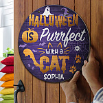 3KT. Halloween Is Purrfect Cat (Sample Design) Door Sign Mockup 13