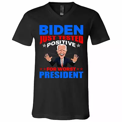 Biden Just Tested_tee, Black, V-Neck T-Shirt