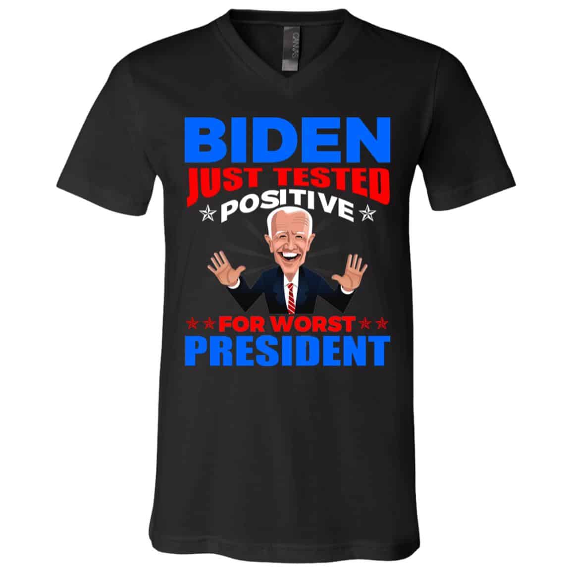 Biden Just Tested_tee, Black, V-Neck T-Shirt Biden Just Tested_tee, Black, V-Neck T-Shirt