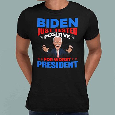 Alternative view of Biden Just Tested Positive For Worst President T-Shirt - Impeach Biden Not My President V-Neck Tee