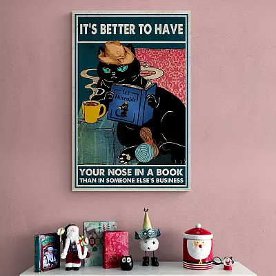 Alternative view of It's Better to Have Your Nose in A Book than In Someone Else's Business Funny Canvas Print - Home Decor Wall Art - Poster