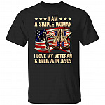 1N.I Am A Simple Woman Veteran Jesus, Black, Unisex T-Shirt 1N.I Am A Simple Woman Veteran Jesus, Black, Unisex T-Shirt