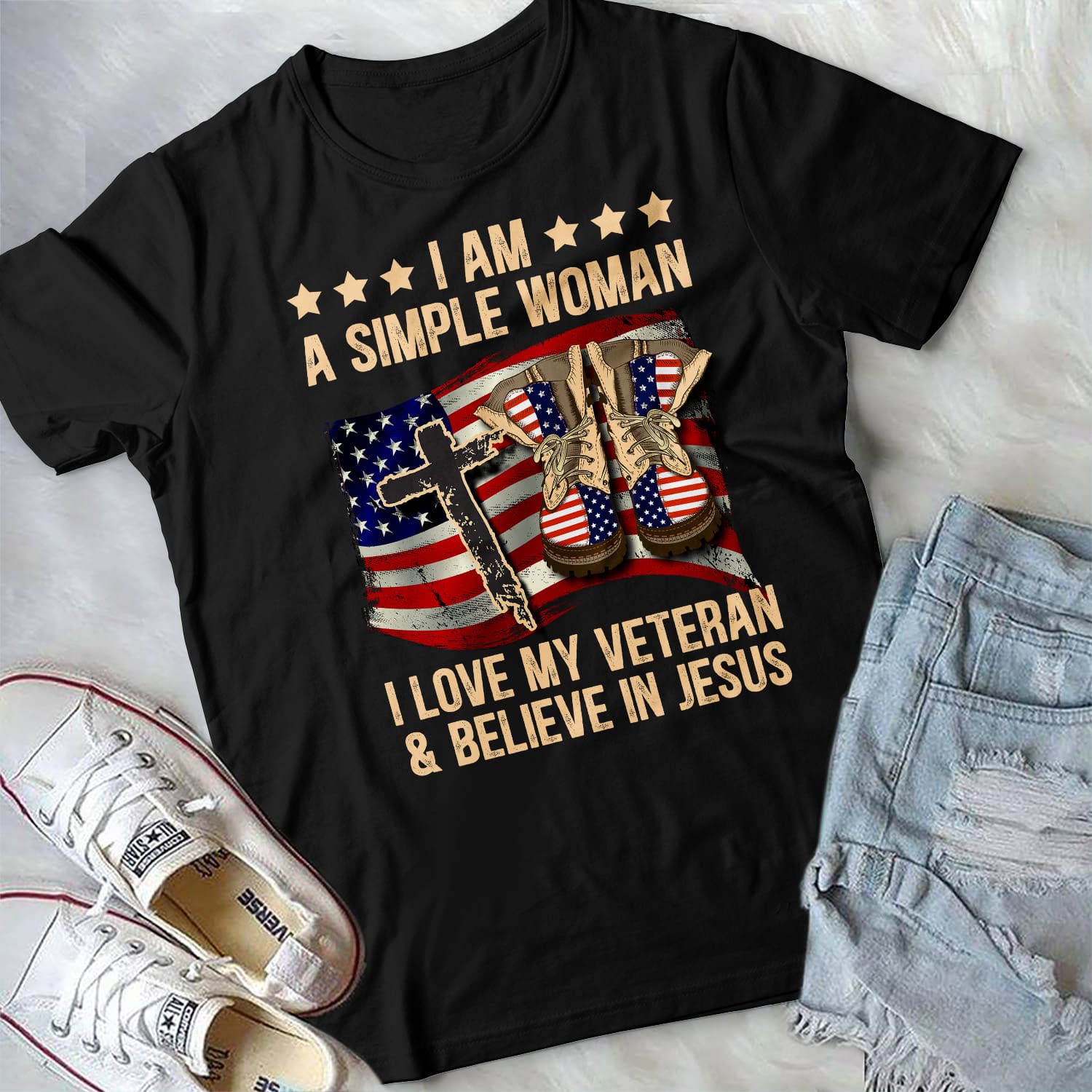 1N.I Am A Simple Woman Veteran Jesus mockup 2