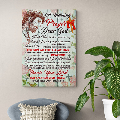 Alternative view of A Morning Prayer Dear God Thank You For Everything Wall Art - Jesus Christ Wall Art Home Decor