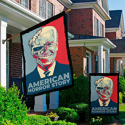 Alternative view of American Horror Story Joe Biden Decorative Garden Flag - House Flag - Funny Halloween Biden Flag