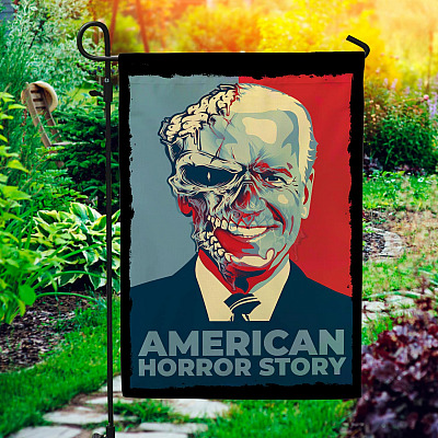 American Horror Story Joe Biden Decorative Garden Flag - House Flag - Funny Halloween Biden Flag