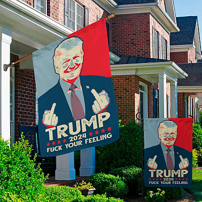 Alternative view of Trump 2024 Fuck Your Feeling Decorative Garden Flag - Indoor Outdoor Flag - Trump Will Be Back Flag