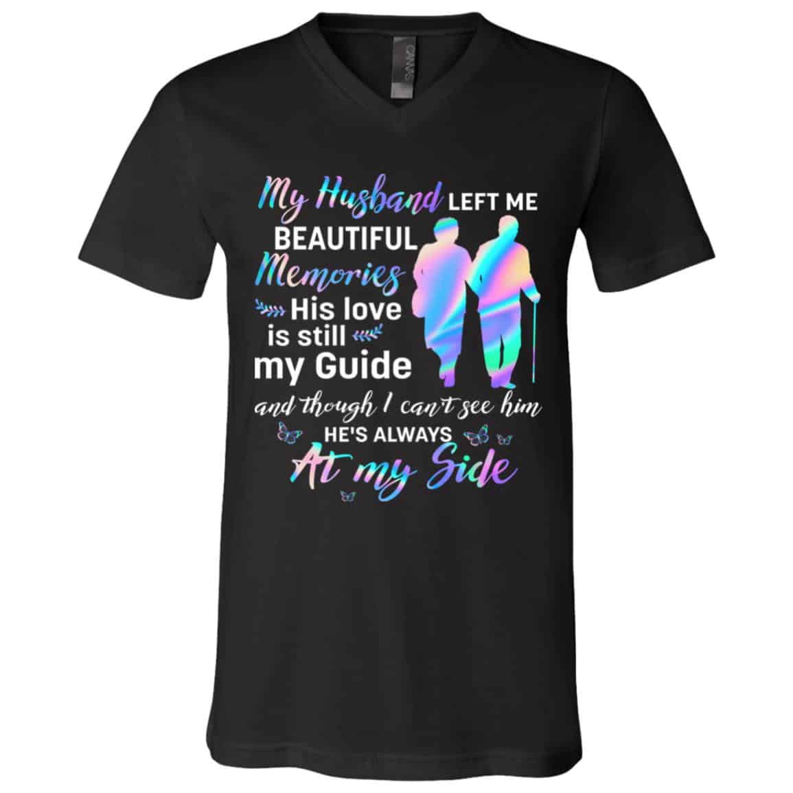 husband, Black, V-Neck T-Shirt
