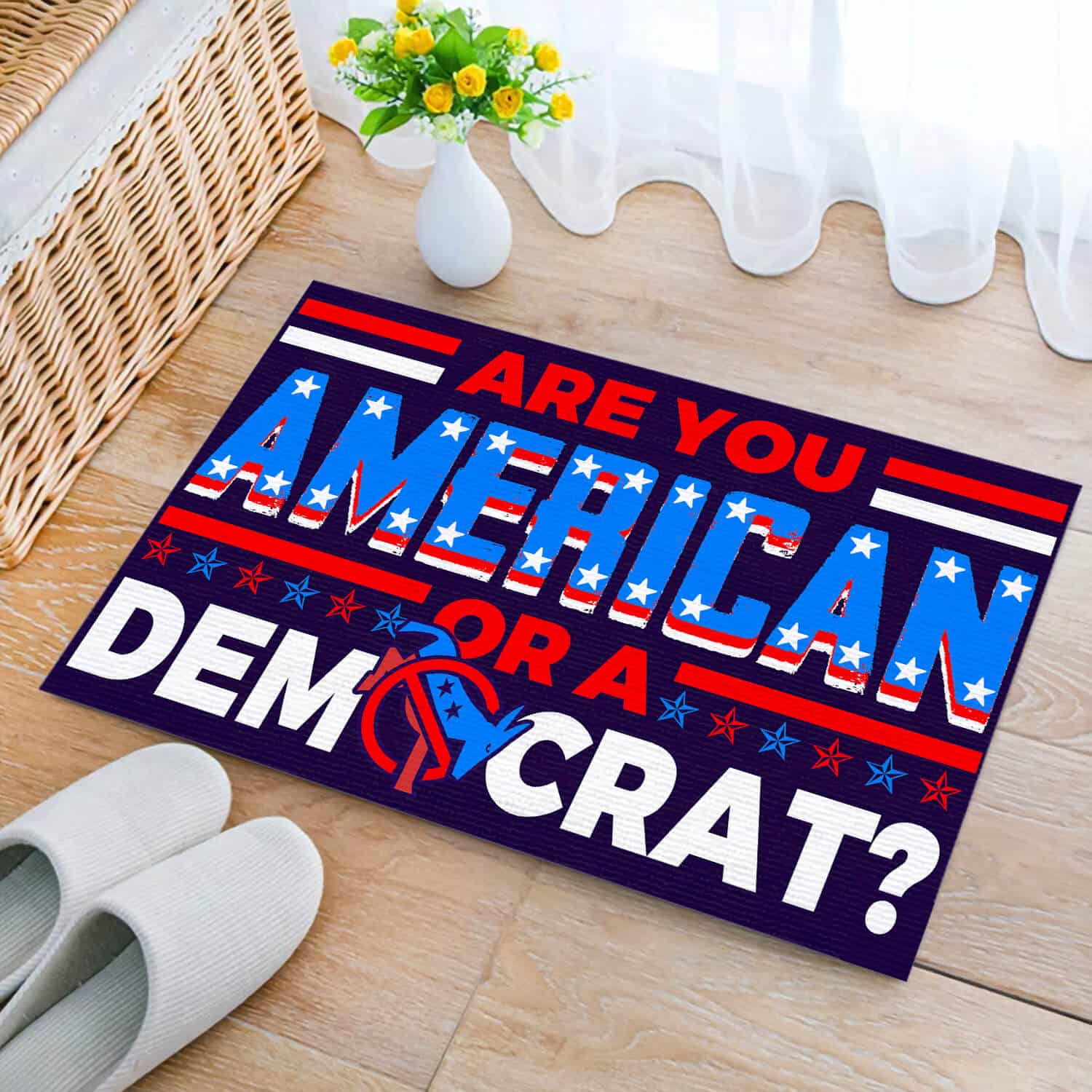 2TM. American Or Democrat (6) Doormat mockup 2