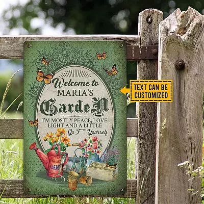 Personalized Name Saying Gardening Welcome To Garden Custom Decorative Metal Sign - Famer Plants Garden Lover Gift Metal Sign