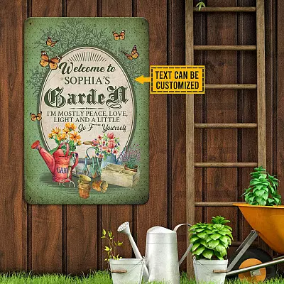 Alternative view of Personalized Name Saying Gardening Welcome To Garden Custom Decorative Metal Sign - Famer Plants Garden Lover Gift Metal Sign