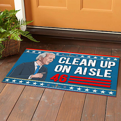 Alternative view of Anti Biden Clean Up On Aisle 46 Indoor Doormat  - Impeach Biden Outdoor Doormat