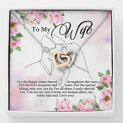 From Husband to My Wife for the Happy Times Shared Throughout the Years Interlocking Hearts Pendant Necklace - Interlocking Hearts Necklace