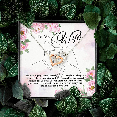 From Husband to My Wife for the Happy Times Shared Throughout the Years Interlocking Hearts Pendant Necklace