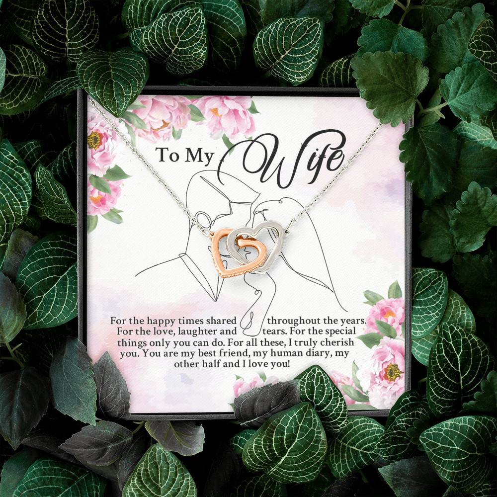 From Husband to My Wife for the Happy Times Shared Throughout the Years Interlocking Hearts Pendant Necklace