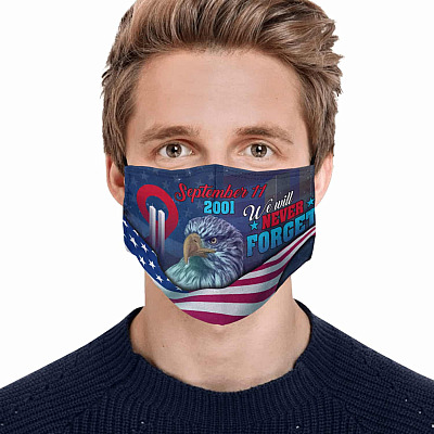 Alternative view of September 11 2001 We Will Never Forget Washable Reusable Custom - Printed Cloth Face Mask Cover