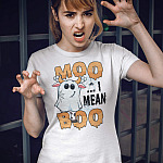 Moo I Mean Boo Halloween T-Shirt - Funny Halloween Cow Shirt