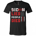 Biden Lied People Tshirt, Black, V-Neck T-Shirt