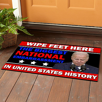 Alternative view of The Biggest National Embarrassment In United States History Outdoor Indoor Doormat - Anti Biden Door Mat