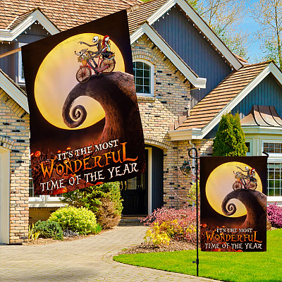Alternative view of Jack Welcome Sally Halloween Before Christmas Garden House Flag - Halloween Jack Sally It's The Most Wonderful Time Of The Year Flag