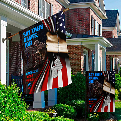 Alternative view of Say Their Names Joe 8-26-2021 Never Forget Afghanistan Garden Flag-Never Forget Kabul Afghanistan House Flag-Wall Flag