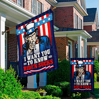 Alternative view of I Want You To Know Biden Sucks Decorative Garden Flag - Indoor Outdoor Flag - House Flag