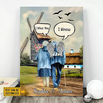 Personalized I Miss You I Know Husband In Heaven Wrapped Framed Canvas Print - Husband Memorial Poster