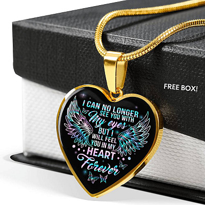 I Can No Longer See You With My Eyes But I Will Feel You In My Heart Forever Butterfly Memorial Luxury Heart Pendant Necklace