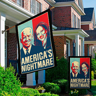 Alternative view of America's Nightmare Joe Biden Kalama Harris Decorative Garden Flag - Indoor Outdoor Flag - House Flag