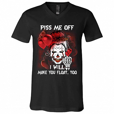 float, Black, V-Neck T-Shirt