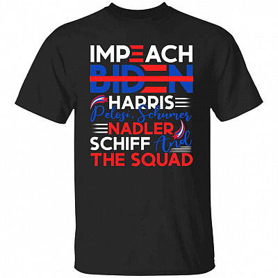 Impeach Biden Harris P, Black, Unisex T-Shirt