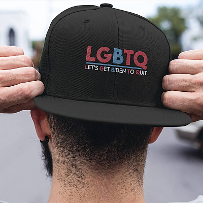 LGBTQ Let's Get Biden to Quit Twill Cap - Snapback Hat - Trucker Hat - Anti Biden Hat