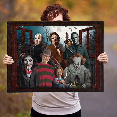 Horror Character Windows Gallery Wrapped Canvas Prints - Poster - Halloween Home Decor Wall Art