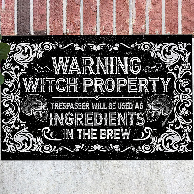 Warning Witch Property Doormat - Halloween Witches Outdoor Indoor Doormat