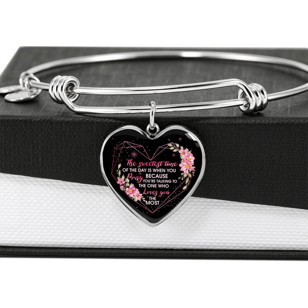 The Sweetest Time Of The Day Is When You Pray Heart Pendant Necklace