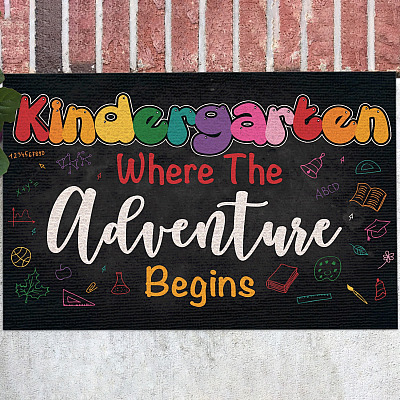 Kindergarten Where The Adventure Begins Doormat - Outdoor Indoor Doormat - Kindergarten Teacher Decorations Doormat